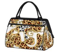Borsone da viaggio per donne, uomini, bambini, ragazze, con stampa etnica leopardata, per fine settimana, 24 l, borsone da cabina per sport, palestra, yoga, Colore, (24L) UK, Organizer per borse