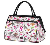 Borsone da viaggio per donne, uomini, bambini, ragazze, romantico, a tema Torre Eiffel, weekend e pernottamento, borsa da 24 l, borsa da cabina per sport, palestra, yoga, Colore, (24L) UK, Organizer