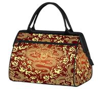 Borsone da viaggio per donne, uomini, bambini, ragazzi, ragazze, 24 l, borsa da fine settimana, borsa da palestra, viaggi, borsa da weekend, stampa etnica con drago, Colore, XXL, Organizer per borse