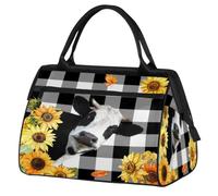 Borsone da viaggio per donne, uomini, bambini, ragazzi, ragazze, 24 l, borsa da fine settimana, borsa sportiva da viaggio, borsa da weekend, motivo scozzese, girasole, mucca divertente, Colore, XXL,