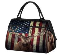 Borsone da viaggio per donne, uomini, bambini, ragazzi, ragazze, 24 l, borsa da fine settimana, borsa sportiva da viaggio, borsa da viaggio, borsa da fine settimana con alce, cervo, bandiera