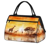 Borsone da viaggio per donne, uomini, bambini, ragazzi, ragazze, 24 l, borsa da fine settimana, borsa sportiva da viaggio, borsa da weekend, acquerello, africana, foresta, giraffa, Colore, XXL,