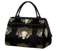 Borsone da viaggio per donne, uomini, bambini, ragazzi, ragazze, 24 l, borsa da fine settimana, borsa sportiva da viaggio, borsa da weekend, borsa etnica con fiore e teschio, Colore, XXL, Organizer