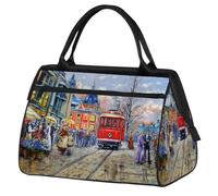 Borsone da viaggio per donne, uomini, bambini, ragazzi, ragazze, 24 l, borsa da fine settimana, borsa sportiva, borsa da viaggio, borsa da weekend, paesaggio stradale, pittura a olio, Colore, XXL,