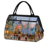 Borsone da viaggio per donne, uomini, bambini, ragazzi, ragazze, 24 l, borsa da weekend, borsa sportiva, borsa da viaggio, borsa da weekender, vintage, pittura con paesaggio stradale, Colore, XXL,