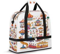 Borsone da viaggio per il parco divertimenti dei cartoni animati per donne e uomini borse per la notte per il fine settimana pieghevole bagnato separato 47 L Tote Bag per sport palestra yoga, Colore,