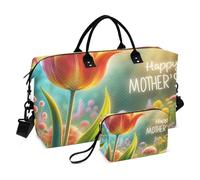 Borsone da viaggio, per la festa della mamma con un focus su un fiore di tulipano, borsa da palestra con borsa portaoggetti, borsa per la notte, per uomini e donne, viaggi, sport, yoga, Multicolore,