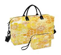 Borsone da viaggio per la notte, borsa da viaggio con tracolla regolabile per escursionismo, grande capacità, ape, buona fortuna, pettine per miele, fiori gialli, Multi, 1 size, Moderno/adattabile