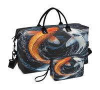 Borsone da viaggio per la notte, borsa da viaggio per la notte con cinghia regolabile per lo sport multifunzionale Yin Yang kois Fish