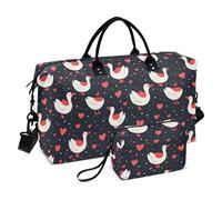 Borsone da viaggio per la notte Borsa per oggetti personali con tracolla regolabile per viaggio set da 2 pezzi, anatra stile country San Valentino, anatra stile country san valentino