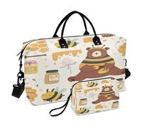 Borsone da viaggio per la notte, borsa sportiva da palestra, grande, con cinghia regolabile, per viaggi di lavoro, impermeabile, carino, ape, miele, alveare orso, Multi, 1 size, Moderno/adattabile