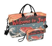 Borsone da viaggio per la notte, borsone weekender/pernottamento con borsa da toilette per allenamento, set da 2 pezzi, benvenuto in Giappone Scenery Culture