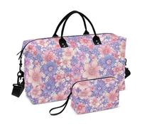 Borsone da viaggio per la notte con bellissimi fiori rosa viola per la festa dei genitori Borsa da viaggio a tracolla Weekend Tote Borsone sportivo con tracolla regolabile per viaggi di lavoro grande