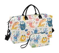 Borsone da viaggio per la notte, con divertente e simpatico mostro colorato, borsa da viaggio con tracolla regolabile, per aereo, da viaggio, pieghevole, bolsa de lona para