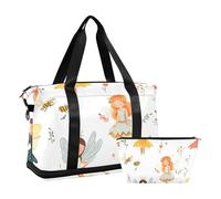 Borsone da viaggio per la notte con fatina dolce dei cartoni animati, borsa da viaggio con tracolla regolabile per yoga impermeabile, cartone animato, dolce, fata, bianco, 1 size