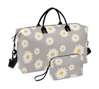 Borsone da viaggio per la notte, da donna, con margherite, borsa da palestra, borsa per il fine settimana, borsa da toilette per aereo, grande capacità, Fiori di margherita., Set of 2