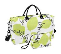 Borsone da viaggio per la notte, verde lime, limone, frutta, weekend, borsa con tracolla regolabile, borsa da palestra per allenamento, aereo, viaggi, multifunzionale, Frutti Di Limone Verde Lime, 1