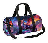 Borsone da viaggio per la notte, weekender, borse da palestra per donne e uomini | Borsa sportiva leggera da danza, tasca con cerniera, per adolescenti a forma di drago galassia cosmica