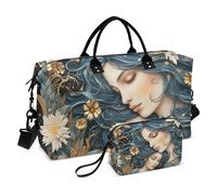 Borsone da viaggio, per madre figlia, fiori, stelle, borsa da palestra con borsa portaoggetti, borsa per la notte, per uomini e donne, viaggi, sport, yoga, Multicolore, Taglia unica