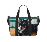 Borsone da viaggio per occhiali con cane chihuahua, leggero, per oggetti personali, borse da viaggio, borse da palestra per uomini e donne, nero, taglia unica, Nero , Taglia unica