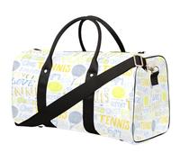 Borsone da viaggio per racchette da tennis, borsa da palestra a tema sportivo, borsa da palestra pieghevole, borsa da viaggio per la notte, borsa da viaggio per donne e uomini, Racchetta da tennis,