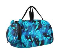 Borsone da viaggio per ragazze a pois neri bianchi borsone da viaggio Weekender durante la notte Duffle Bag Carry on Duffel per ragazzi, Note Musicali Blu cosmico, classico
