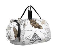 Borsone da viaggio per ragazze a pois neri bianchi borsone da viaggio Weekender durante la notte Duffle Bag Carry on Duffel per ragazzi, falena farfalla Insetti, classico