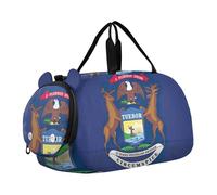 Borsone da viaggio per ragazze con bandiera del Maine State Flag Travel Tote Weekender Pernottamento Ragazzi Carry on Duffel Kids Gym Duffle, bandiera dello stato del Michigan, classico