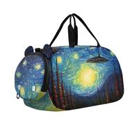 Borsone da viaggio per ragazze con cavalli che corrono nella foresta del fiume per viaggi durante la notte Weekender Duffel per bambini Borsone da palestra per ragazzi, Notte stellata UFO Fairland