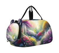 Borsone da viaggio per ragazze con fiori di mucca delle Highland scozzesi, borsone da viaggio per la notte, weekender, borsone per scarpe, per ragazzi, Fiori da giardino dai colori vivaci, classico