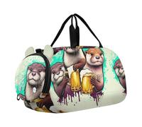 Borsone da viaggio per ragazze con fiori di mucca delle Highland scozzesi, borsone da viaggio per la notte, weekender, borsone per scarpe, per ragazzi, Carino brodo di birra lontra, classico