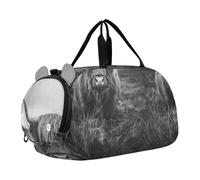 Borsone da viaggio per ragazze con fiori viola lilla borsa da viaggio Weekender Pernottamento Danza Bambini Bagaglio Ragazzi Carry on Duffel, mucca altopiano selvaggia, classico
