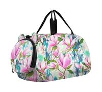Borsone da viaggio per ragazze con glitter rosa vibrante luccicante borse da viaggio per bambini borse da viaggio per bambini borse da viaggio per bambini sport borsa da viaggio ragazzo, Fiori Foglie