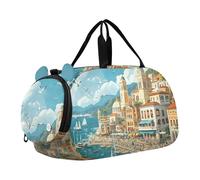 Borsone da viaggio per ragazze con gufi, per viaggi, weekender, pernottamento, bambini, danza, borsone da portare con sé, per ragazzi, Vivace città costiera mediterranea, classico