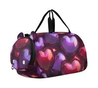 Borsone da viaggio per ragazze con gufi, per viaggi, weekender, pernottamento, bambini, danza, borsone da portare con sé, per ragazzi, Cuori 3D Rosso Viola Amore, classico