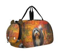 Borsone da viaggio per ragazze con gufi, per viaggi, weekender, pernottamento, bambini, danza, borsone da portare con sé, per ragazzi, Bearded Collie Fall Leaves Park, classico