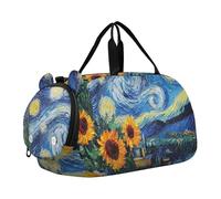 Borsone da viaggio per ragazze con trifoglio e gnomi per il giorno di San Patrizio borsone da viaggio Weekender durante la notte borsone per ragazzi borsone per bambini, Girasoli Notte Stellata Blu
