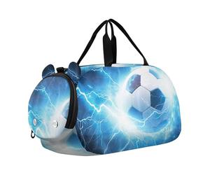 Borsone da viaggio per ragazze con trifoglio e gnomi per il giorno di San Patrizio borsone da viaggio Weekender durante la notte borsone per ragazzi borsone per bambini, pallone da calcio fulmine blu