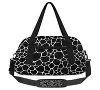 Borsone da viaggio per ragazze e ragazzi, con pelle di animale a pois di giraffa, nero, leggero, borsa sportiva da palestra per bambini, piccola borsa da viaggio per la danza, Pelle di animale a