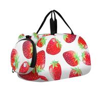 Borsone da viaggio per ragazze rosse con motivo a vortici con tintura a nodi, per bambini, borsone da viaggio per bambini, borsone da viaggio per bambini, Stampa Fragole Rosso Bianco, classico