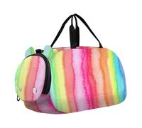 Borsone da viaggio per ragazze rosse con motivo a vortici con tintura a nodi, per bambini, borsone da viaggio per bambini, borsone da viaggio per bambini, Strisce arcobaleno acquerello, classico