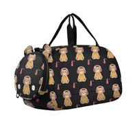 Borsone da viaggio per ragazzi biscotti di pan di zenzero di Natale borse da notte per bambini borsone per viaggi tote palestra borsone per bambini bagagli, Teddy Bear Rosso Cuffie Nero, classico