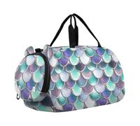 Borsone da viaggio per ragazzi borse da notte per bambine da viaggio con tracolla rosa ragnatela nera, Colorful Scale Turchese 1, classico