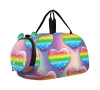 Borsone da viaggio per ragazzi borse da notte per bambine da viaggio con tracolla rosa ragnatela nera, Luci scintillanti cuori arcobaleno, classico