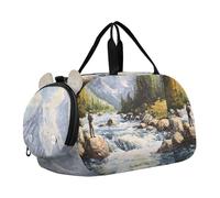 Borsone da viaggio per ragazzi borse da notte per bambini accoglienti gatti biblioteca libreria caldo ragazze borsone per viaggi palestra borsone per bambini bagagli, Scenic Fly Fishing Mountain River