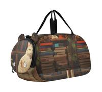 Borsone da viaggio per ragazzi borse da notte per bambini accoglienti gatti biblioteca libreria caldo ragazze borsone per viaggi palestra borsone per bambini bagagli, Cozy Cat Library - Libreria calda