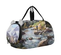 Borsone da viaggio per ragazzi borse da notte per bambini accoglienti gatti biblioteca libreria caldo ragazze borsone per viaggi palestra borsone per bambini bagagli, Pittura del torrente di mont