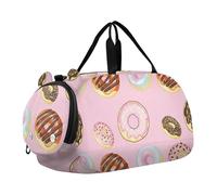 Borsone da viaggio per ragazzi borse da notte per bambini borsone da viaggio per ragazze tote per bambini borsa sportiva carino cartone animato gufo marrone nero, Ciambelle colorate rosa, classico