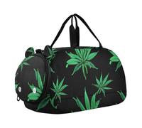 Borsone da viaggio per ragazzi borse da notte per bambini borsone da viaggio per ragazze tote per bambini borsa sportiva carino cartone animato gufo marrone nero, Foglie verdi vibranti nere, classico