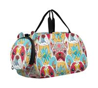 Borsone da viaggio per ragazzi borse da notte per bambini borsone da viaggio per ragazze tote per bambini borsa sportiva carino cartone animato gufo marrone nero, Facce colorate di bulldog francesi